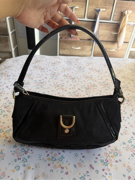 Gucci Handbags - Gucci Black Shoulder Bag with Gold D-Ring Accent